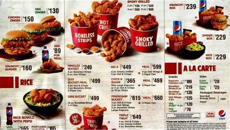 kfc menu prices south africa 2024